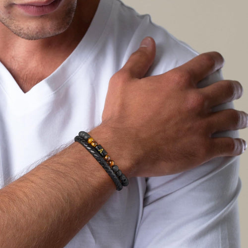 LUXEJEW Regalos para Hombres – Pulsera para Hombre, Pulsera con Ini...