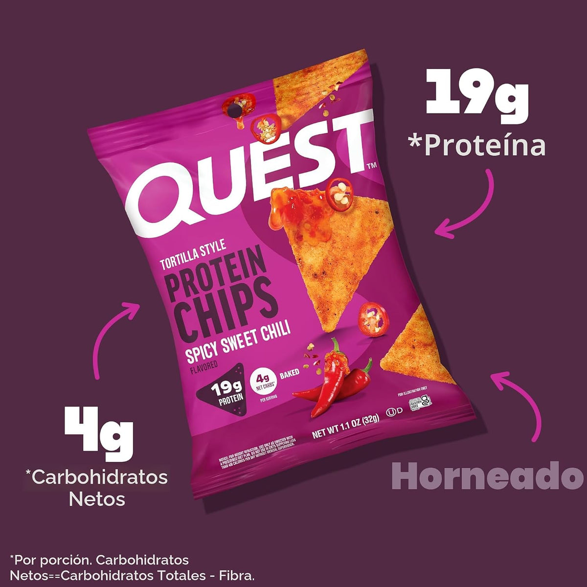 Quest Nutrition Spicy Sweet Chili Tortilla Chip, 0.67 oz de proteín...