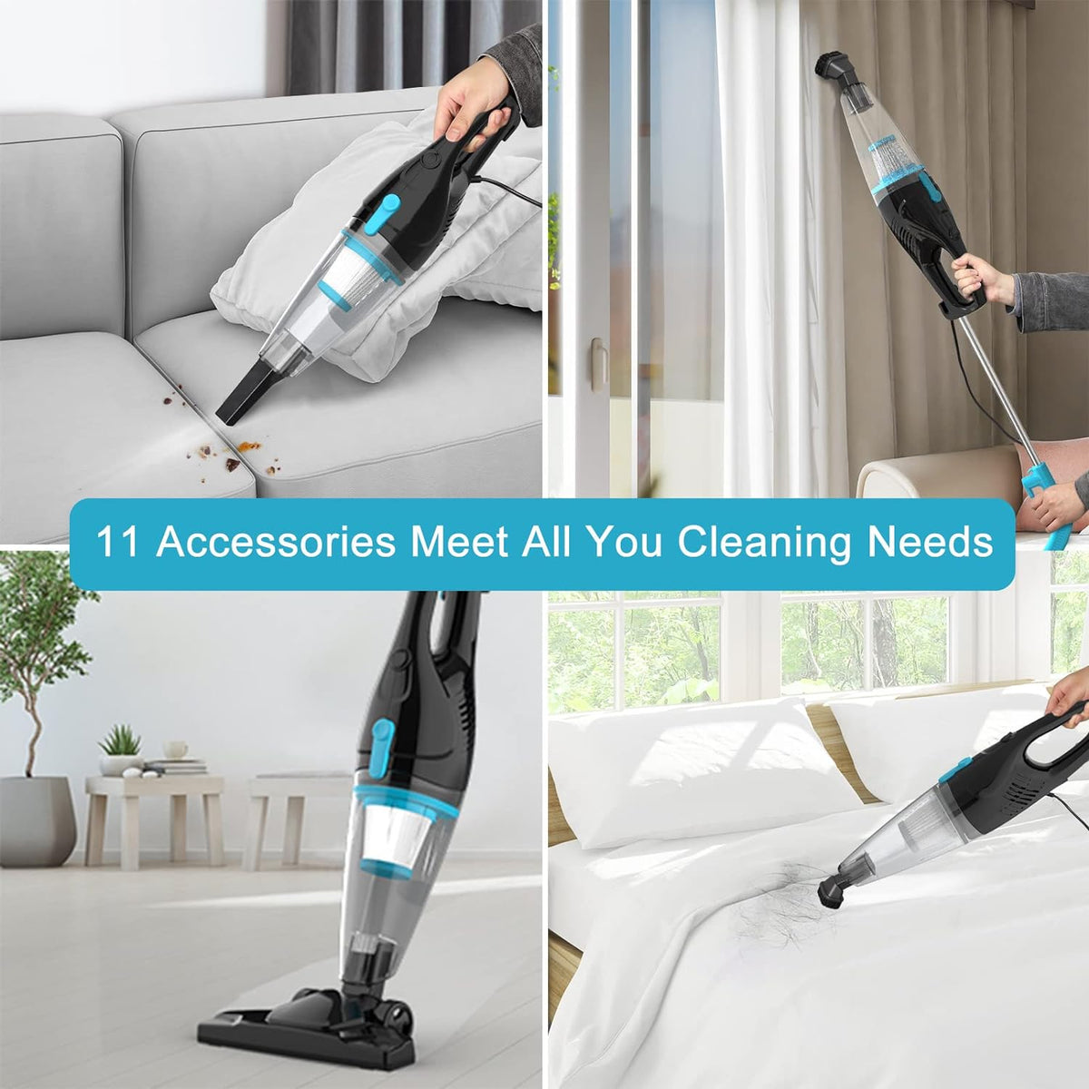 Intercleaner - Aspirador con cable, 15 KPa de potente succión con m...