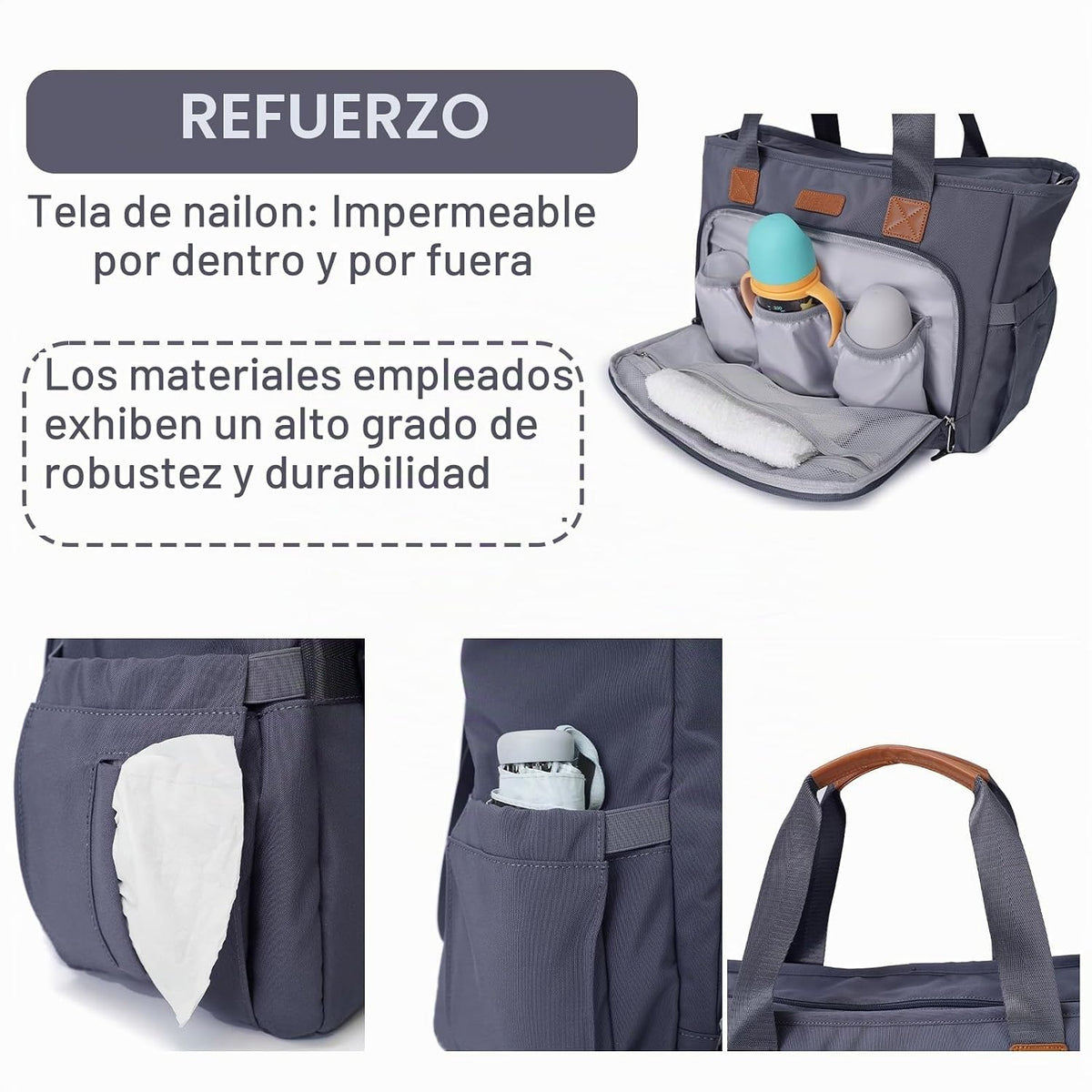 FHELAD Bolsa de pañales para mujer, bolsa de pañales para bebé con...