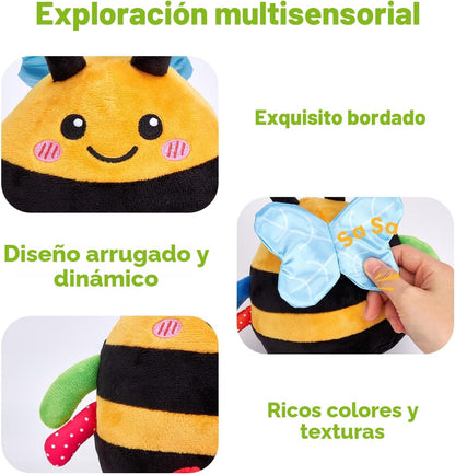 hahaland Juguete musical que rebota la abeja de la felpa que rebota...