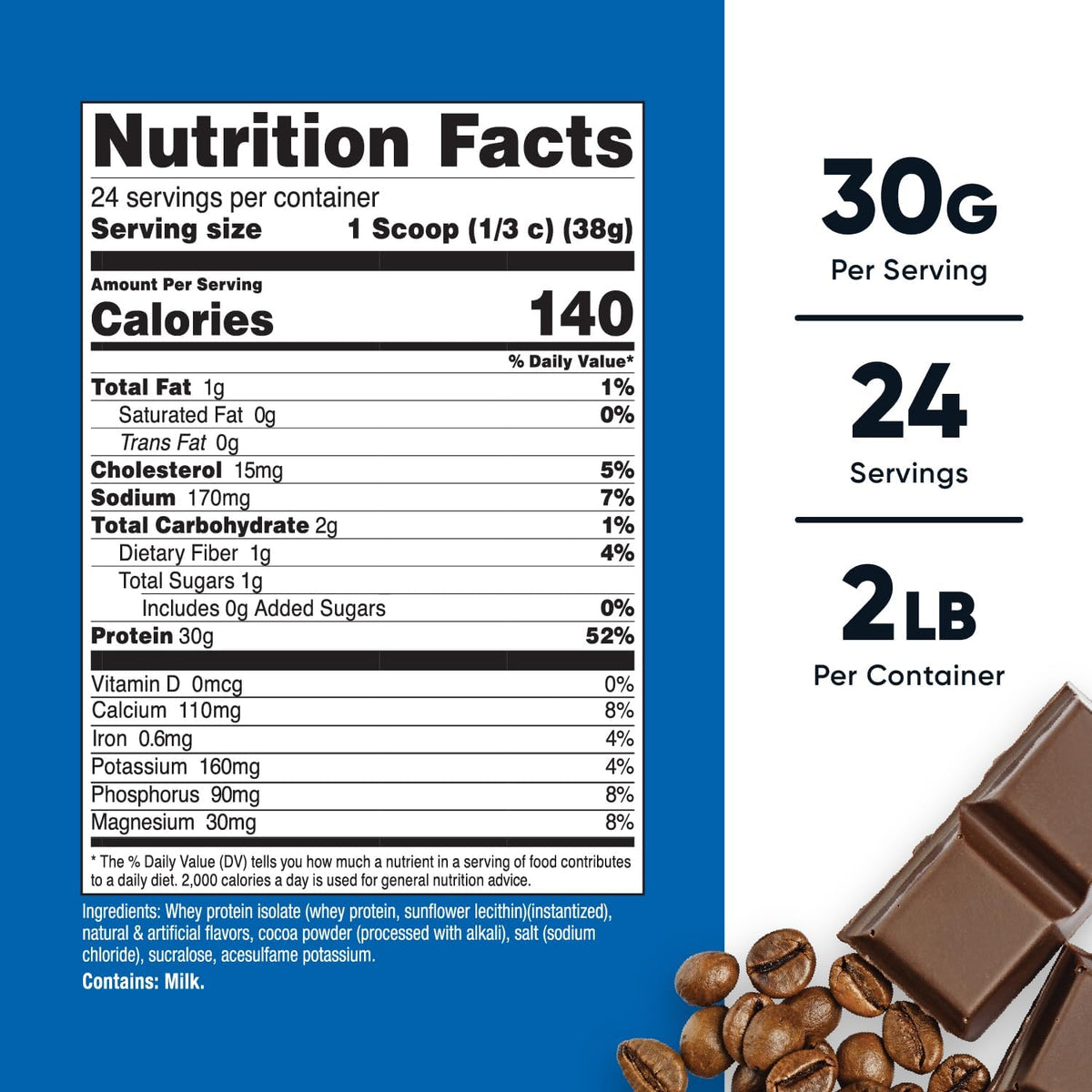 Nutricost Aislado de proteína de suero (Mocha) 2LBS