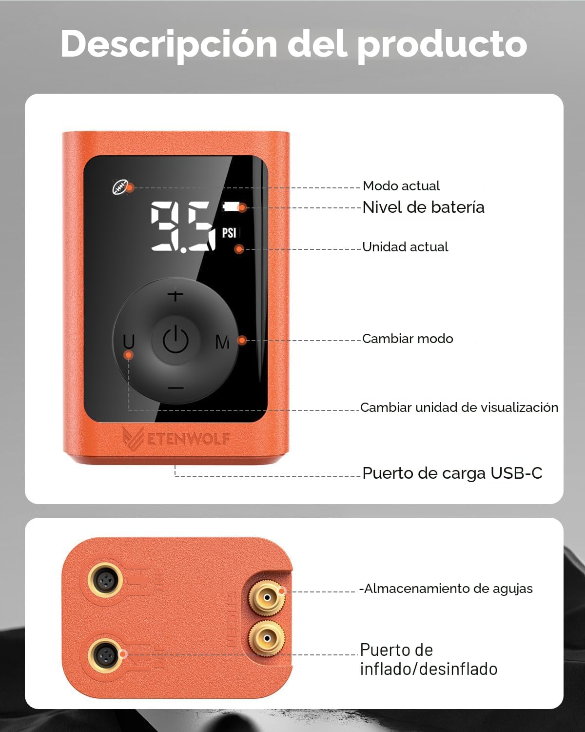 ETENWOLF Bomba de bola P300 Plus, bomba de baloncesto eléctrica par...