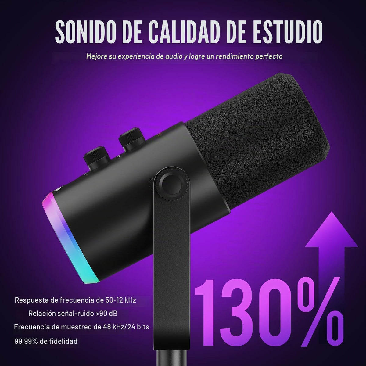 Micrófono dinámico, USB-C\/XLR para grabación de podcasts, grabació...