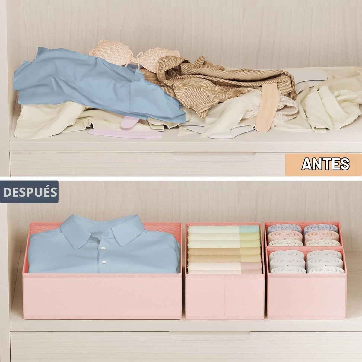 DIMJ Organizador de cajones para ropa, paquete de 26 unidades, orga...