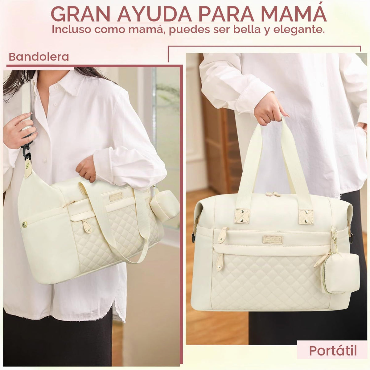Pritent - Bolso para pañales, bolsos para bebé con funda para chupe...