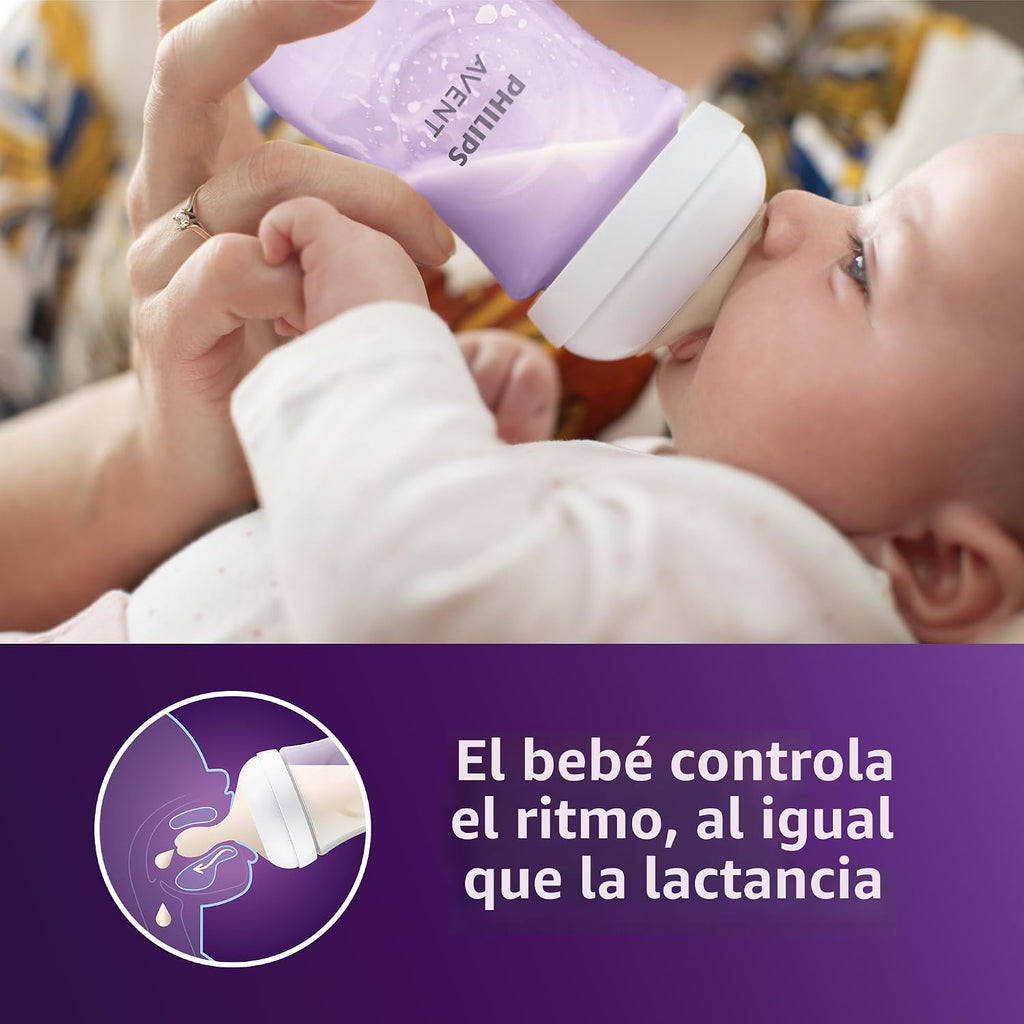 Philips Avent Biberones naturales, flujo medio, 9 onzas, sin BPA, p...