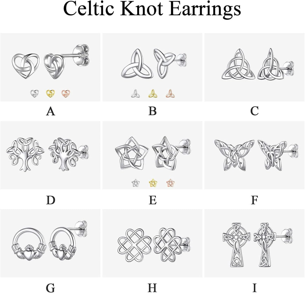 ChicSilver Pendientes celtas para mujer de plata de ley hipoalergén...