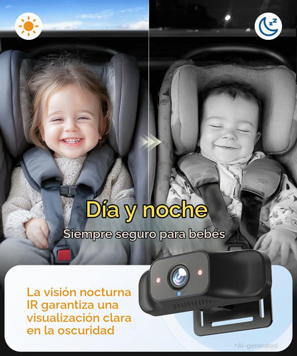 Babyvue BC1 - Cámara de coche para bebé, monitor 1080P de 4.5 pulga...
