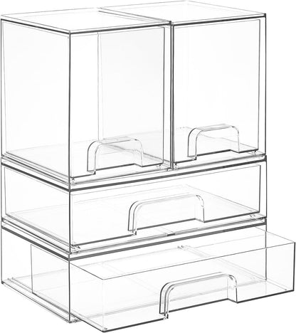 Vtopmart Juego de 4 cajones de almacenamiento apilables transparent...