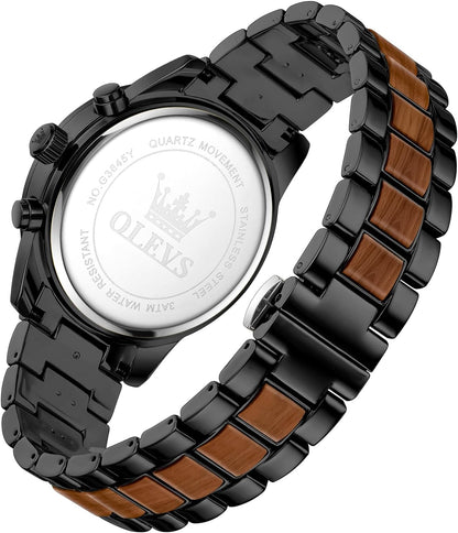 OLEVS Relojes de pulsera analógicos de cuarzo para hombre, cronógra...