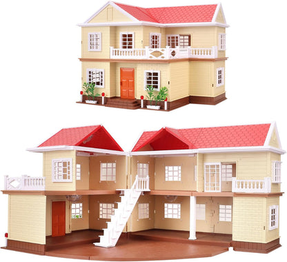 Set de casa de cabaña familiar acogedora, casa de muñecas con muebl...