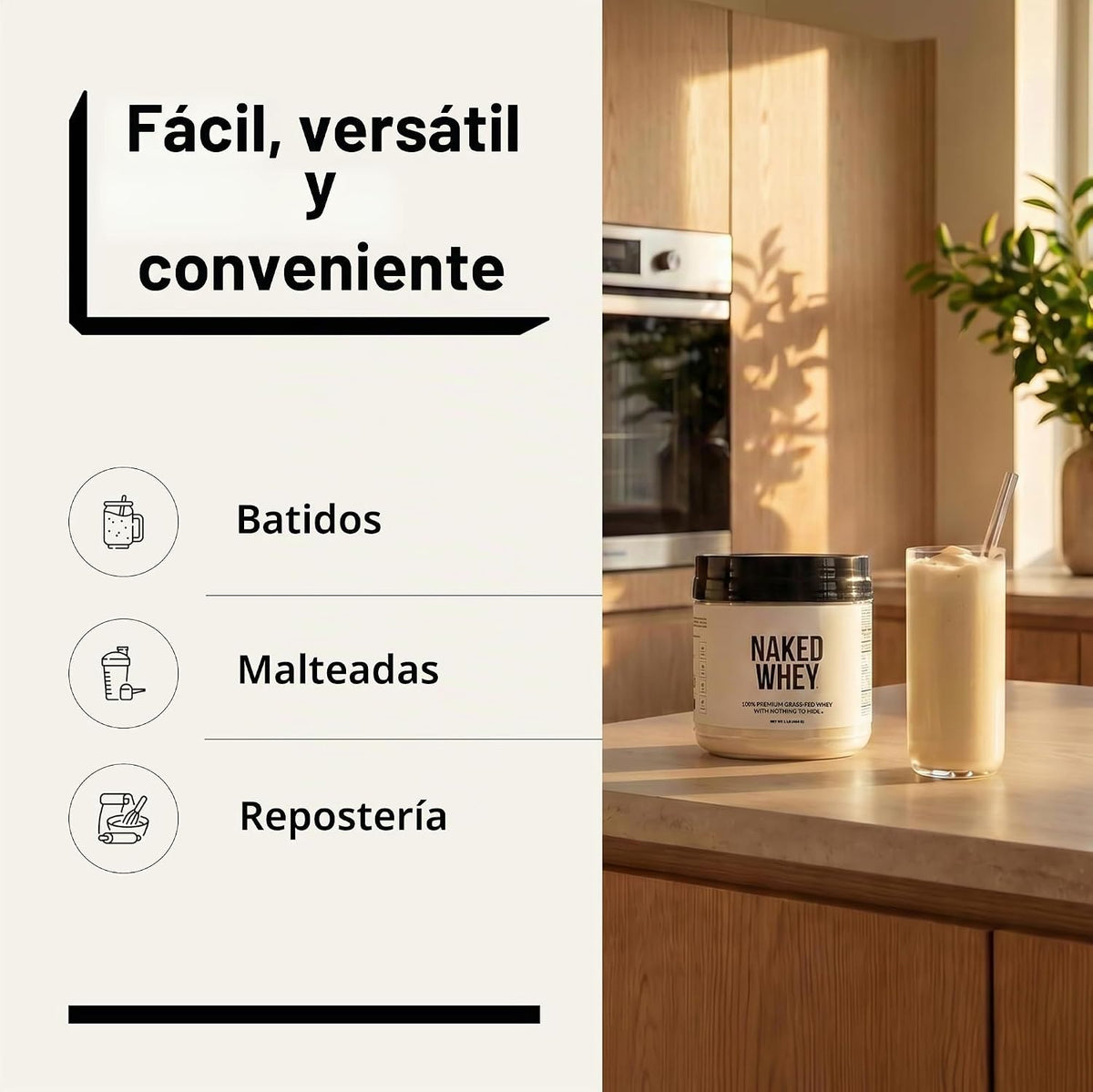 NAKED Suero de leche de 1 libra \u2013 Solo 1 ingrediente, polvo de...