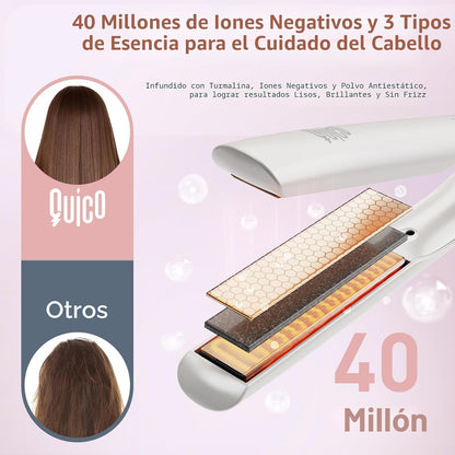 Plancha de pelo Quico, plancha y rizador de doble voltaje de 100-24...