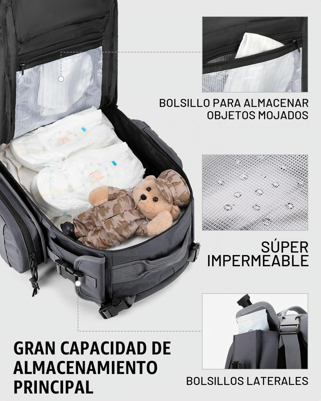 Dinictis Mochila de pañales de 40 L para papá, bolsas de pañales de...