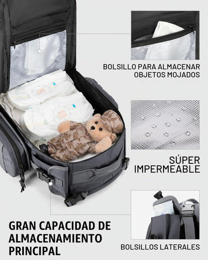 Dinictis Mochila de pañales de 40 L para papá, bolsas de pañales de...