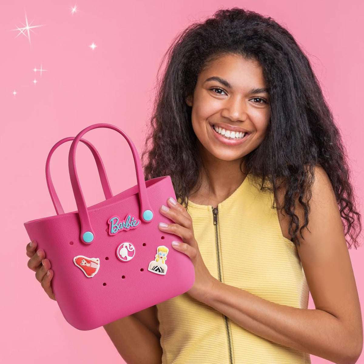 MINISO Barbie - Bolsa de mano reutilizable de goma pequeña, imperme...