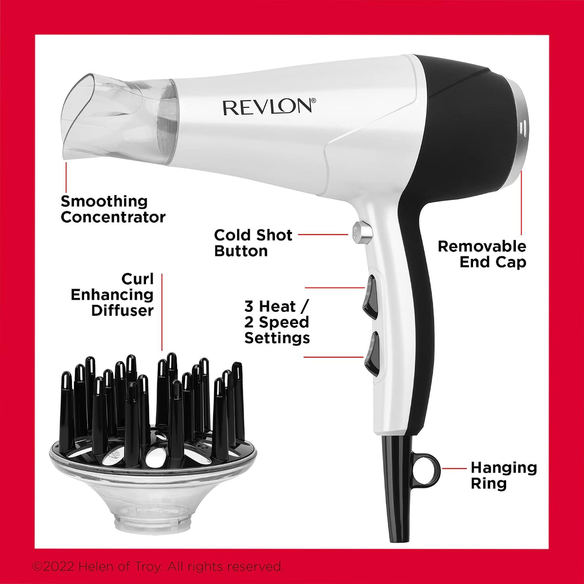 REVLON Volume Booster, secador de pelo con difusor potenciador de r...