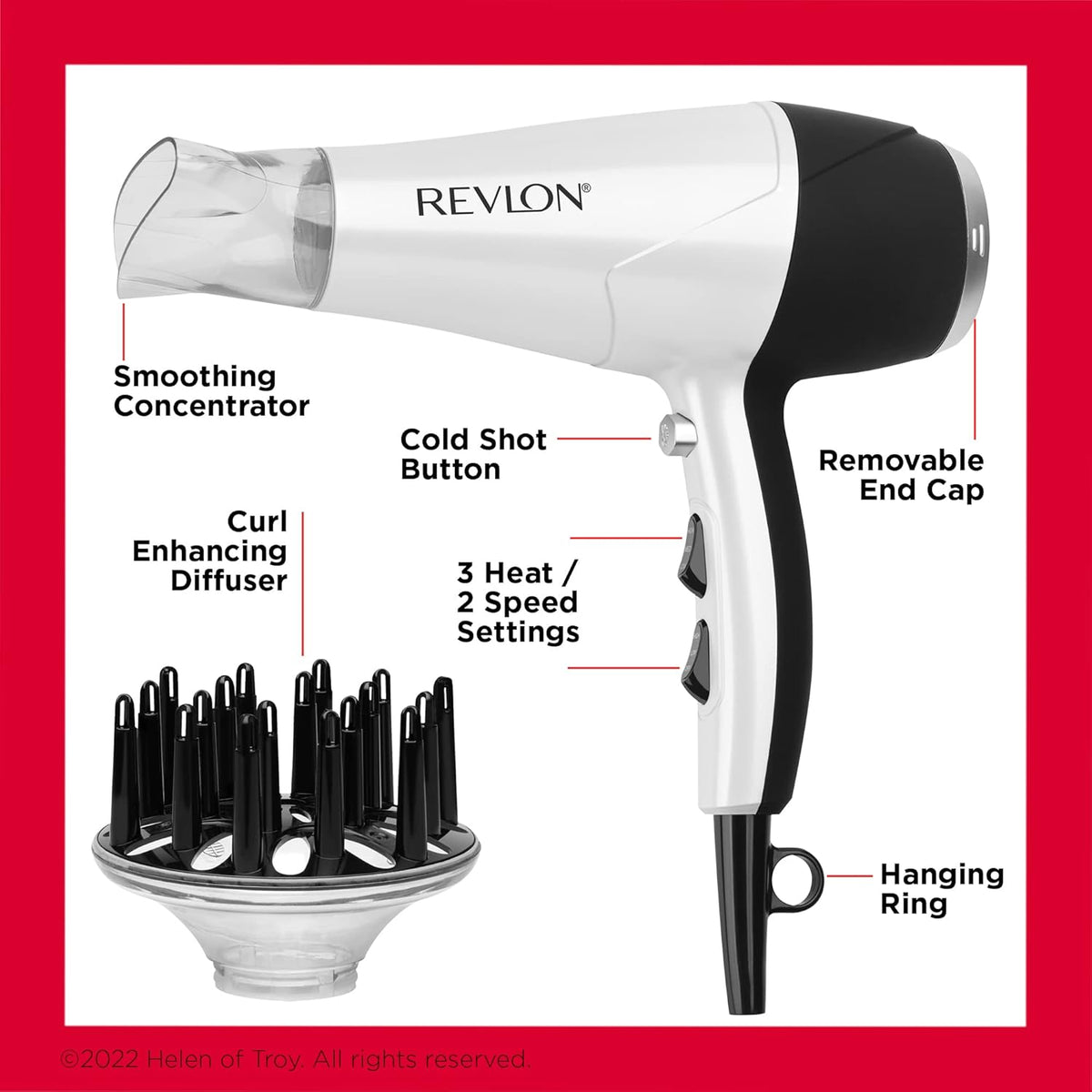 REVLON Volume Booster, secador de pelo con difusor potenciador de r...