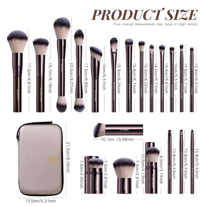 BS-MALL Brocha de maquillaje profesional con estuche de viaje, incl...