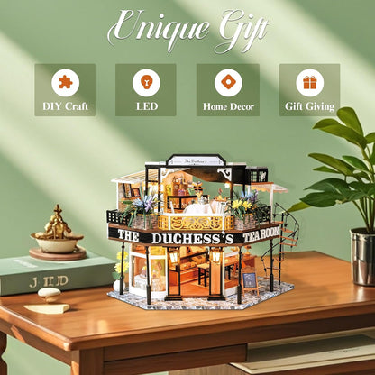 CUTEBEE Casa de muñecas en miniatura con muebles, kit de casa de mu...