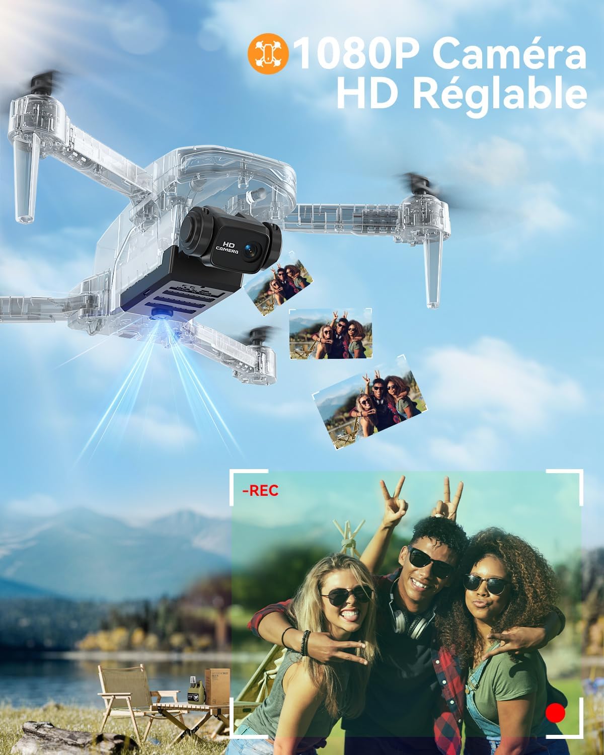 FERIETELF Drone con cámara, mini dron plegable 1080P para niños | C...