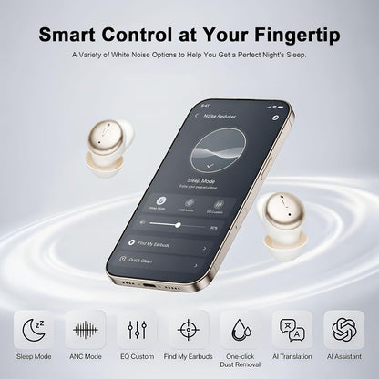 Mudtun Auriculares para dormir de lado, Bluetooth 6.0 Mini auricula...