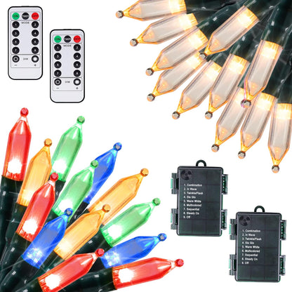 Paquete de 2 luces de Navidad que funcionan con pilas, 50 luces LED...