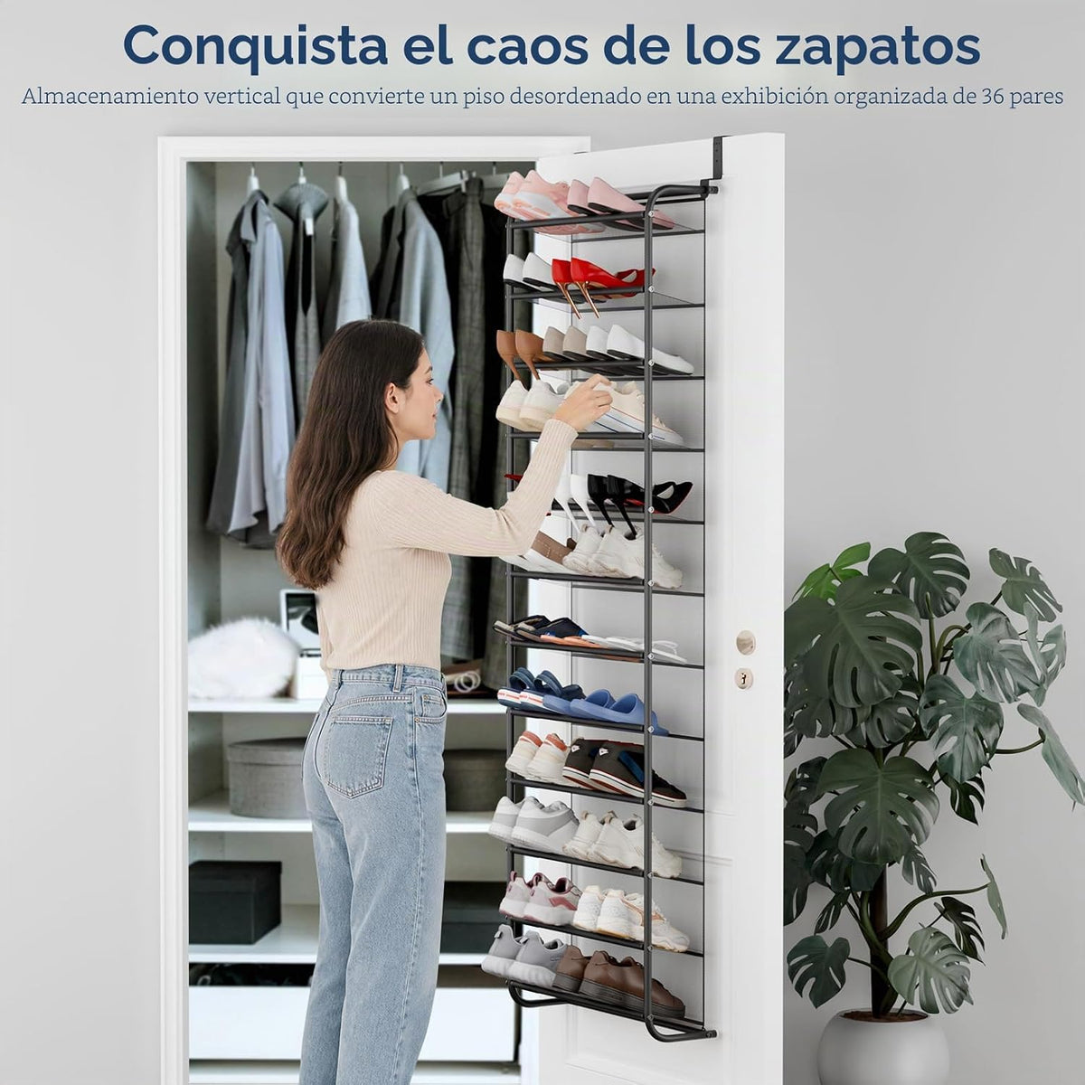 Whitmor 36 pares de organizadores de zapatos para colgar sobre la p...