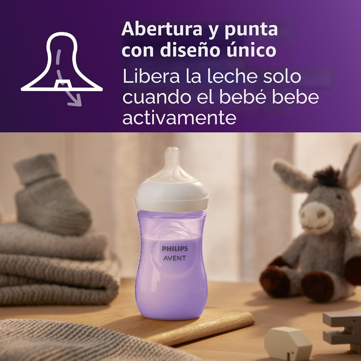Philips Avent Biberones naturales, flujo medio, 9 onzas, sin BPA, p...