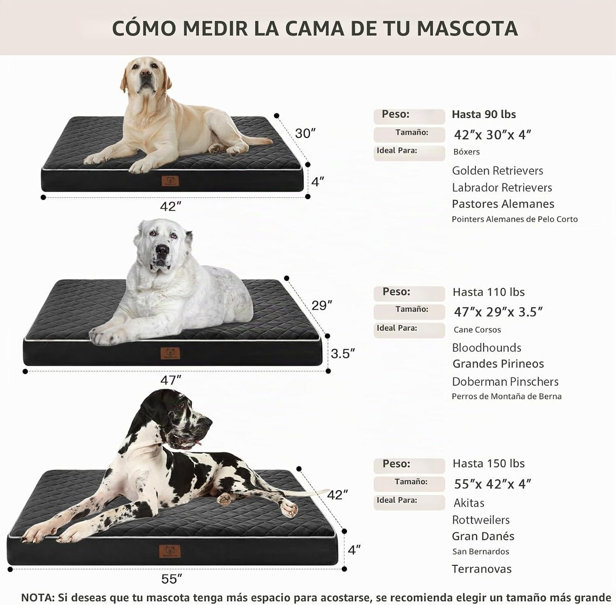 WNPETHOME - Camas ortopédicas XXL para perros grandes y mayores par...