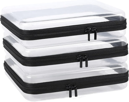 YOPCDJ Paquete de 3 fundas rígidas transparentes con cremallera, bo...