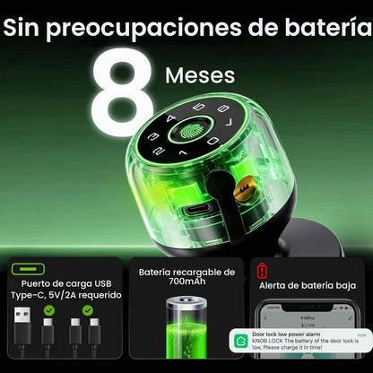 GHome Smart Cerradura de perilla de puerta con huella digital, tecl...