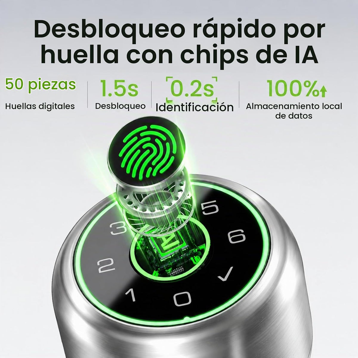 GHome Smart K20 PRO - Cerradura de puerta de huellas dactilares, 4...