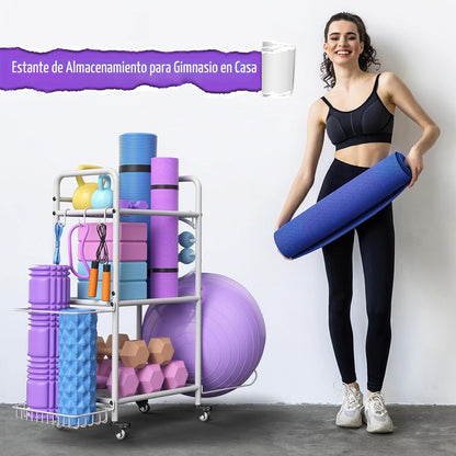 Estante de almacenamiento para gimnasio en casa, organizador de alm...