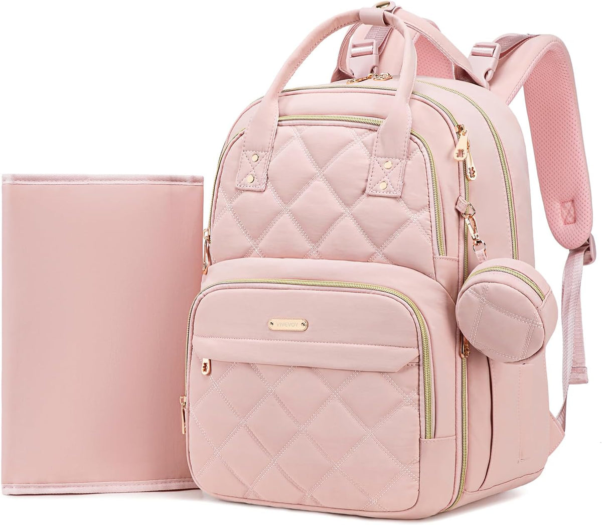 ViveVoy Mochila grande para pañales con cambiador y estuche para ch...