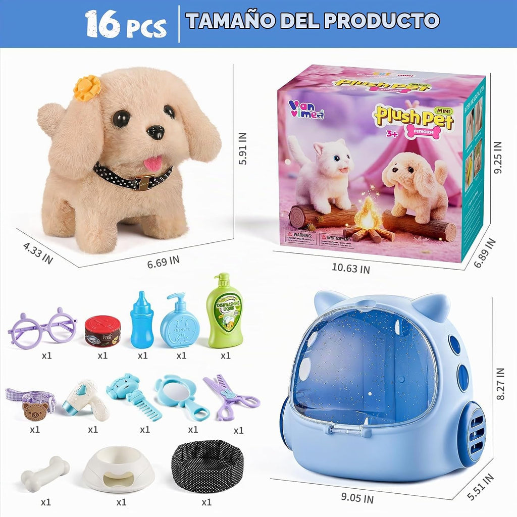 16 piezas de juguetes de perro robot para niños, juguetes para niño...