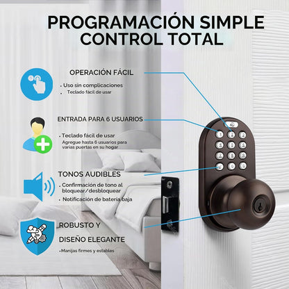 MiLocks TKK-02OB - Pomo de puerta digital con teclado, cerradura de...