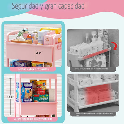 SUNALLY Carrito de pañales para bebés, carrito de pañales con rueda...