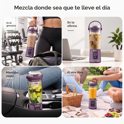 Ninja BC151PR Blast - Licuadora portátil, inalámbrica, recipiente d...