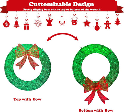 Corona de Navidad Iluminada para Decoraciones Exteriores, Corona de...