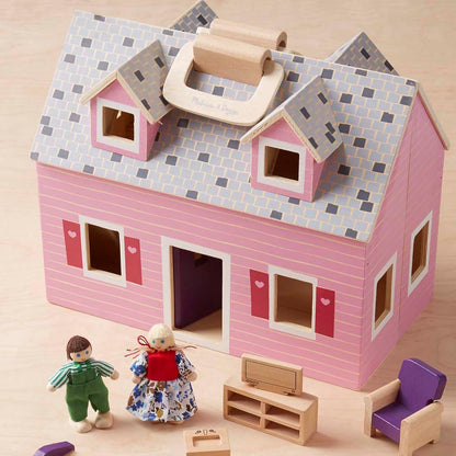 Casa de muñecas de madera Fold and Go de Melissa &amp; Doug con 2 m...