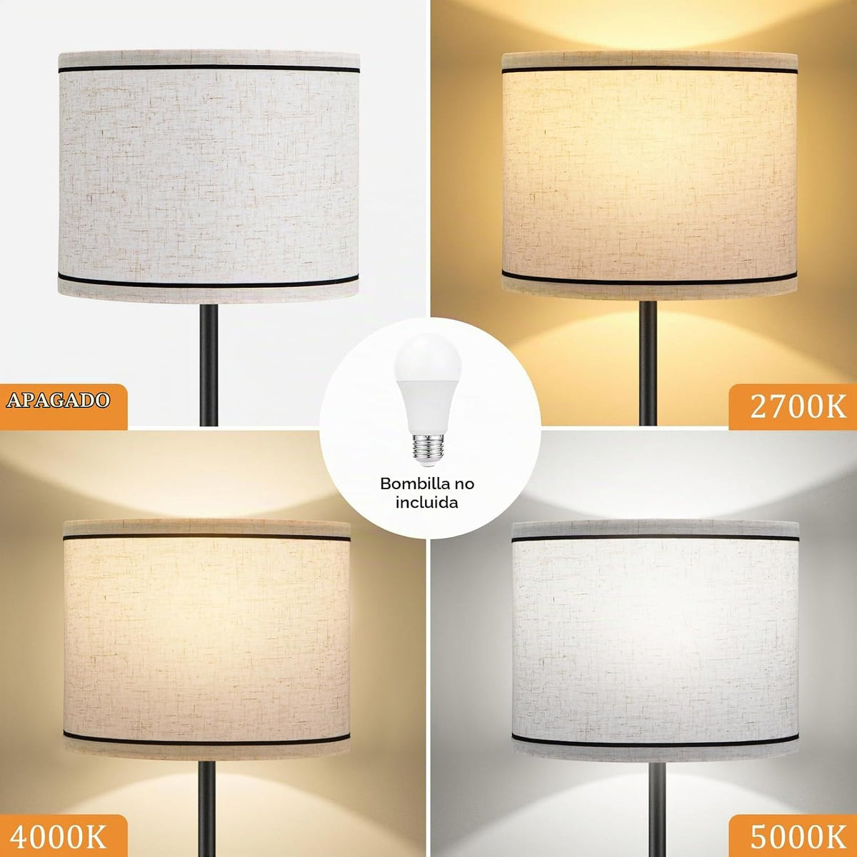 Ambimall Lámpara de pie moderna de 60 pulgadas con pantalla, lámpar...