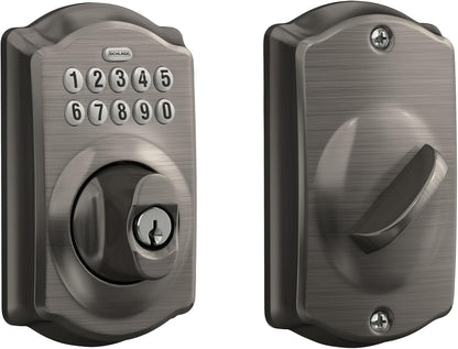 Schlage - Cerradura electrónica para teclado, borde Camelot, peltre...