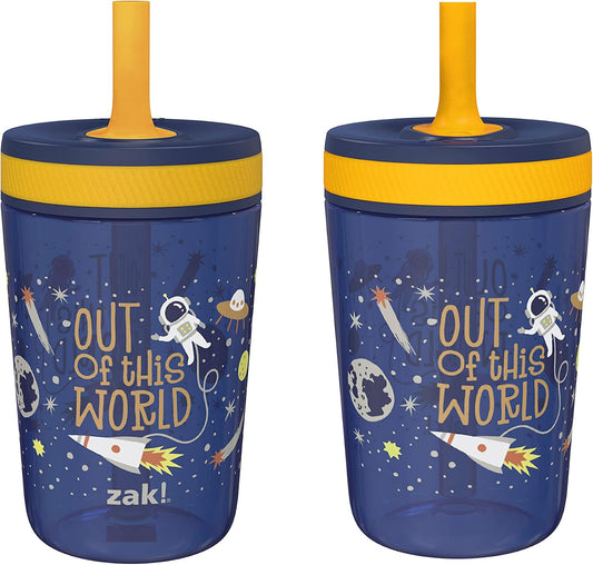 Zak Designs Kelso - Juego de vasos de 15 oz con tapa a rosca a prue...