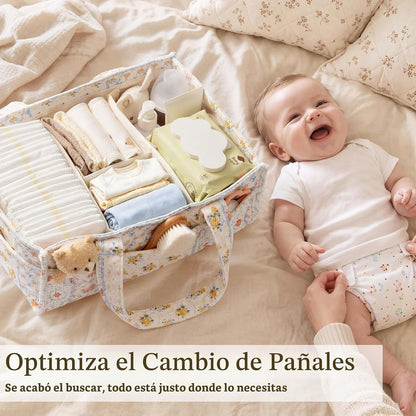 Organizador de pañales para bebé con asas, cesta de almacenamiento...