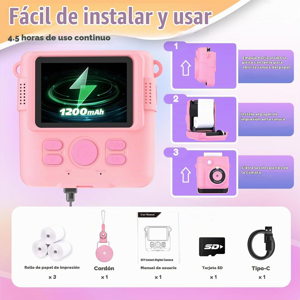 ESOXOFFORE Cámara de impresión instantánea para niños, regalos de c...