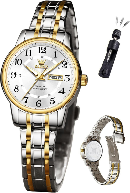 OLEVS Reloj Mujer Reloj Analógico Luminoso Vestido de Acero Inoxida...