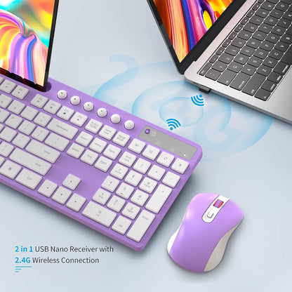 Combo de teclado y ratón inalámbricos, teclado inalámbrico ergonómi...