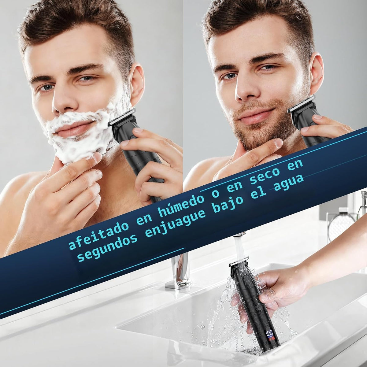 Bomxin Manscape - Cortadora de cuerpo y barba para hombres, imperme...